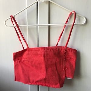 NWT Red/Orange Denim Crop